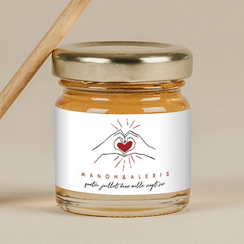 Miel de mariage Coeur rouge à personnaliser