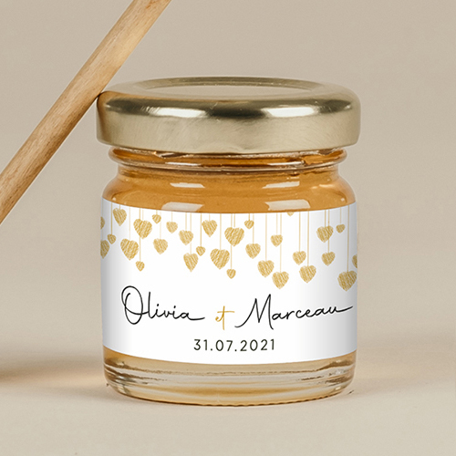 Miel de mariage Coeurs suspendus à personnaliser