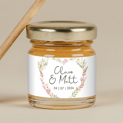 Miel de mariage Couronne coeur à personnaliser