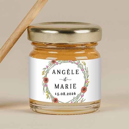 Miel de mariage Couronne de fleurs à personnaliser
