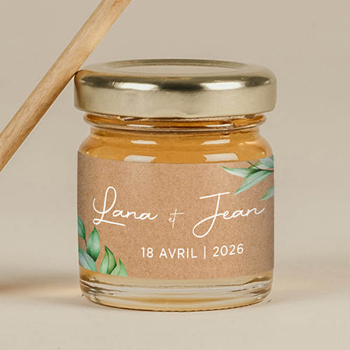 Miel de mariage Feuilles kraft à personnaliser