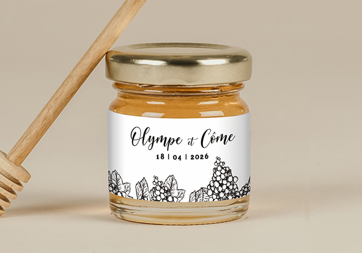Coquelicots - Mini pot de miel personnalisé cadeaux invités mariage