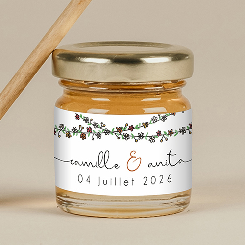 Miel de mariage Guirlandes de fleurs à personnaliser