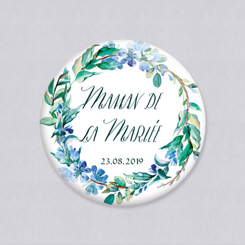 Miroir de mariage Fleuri bleu à personnaliser