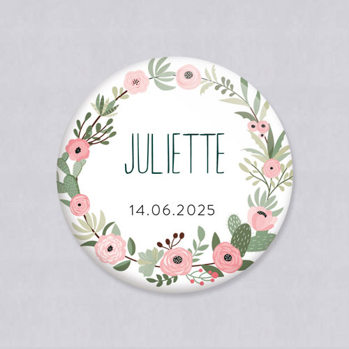 Miroir de mariage Fleuri rose à personnaliser