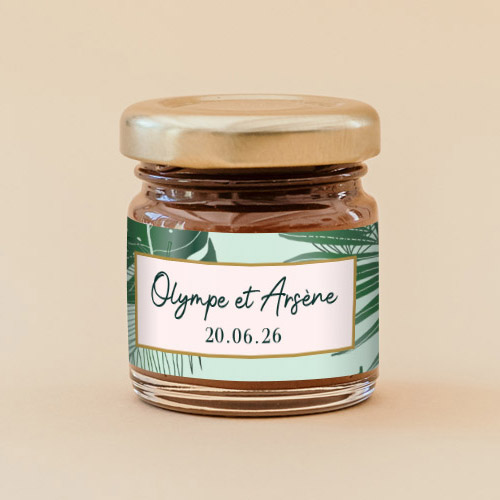 Pâte à tartiner de mariage Cadre tropical à personnaliser