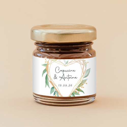 Pâte à tartiner de mariage Coeur géométrique à personnaliser