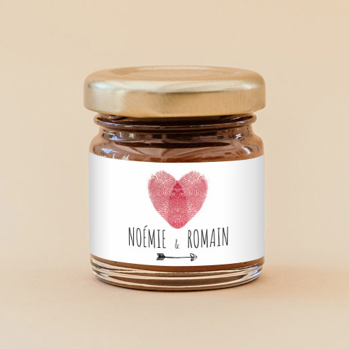 Pâte à tartiner de mariage Coeur à personnaliser