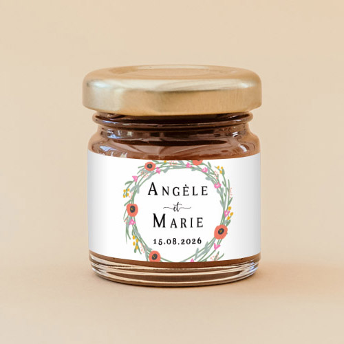 Pâte à tartiner de mariage Couronne de fleurs à personnaliser