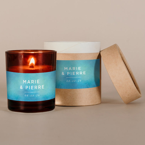 Bougie ambrée de mariage Aquatique à personnaliser