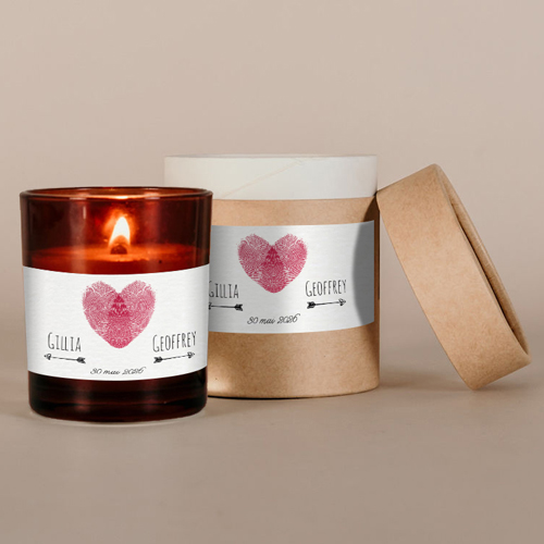 Bougie ambrée de mariage Coeur à personnaliser