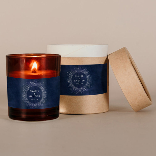 Bougie ambrée de mariage Constellation à personnaliser