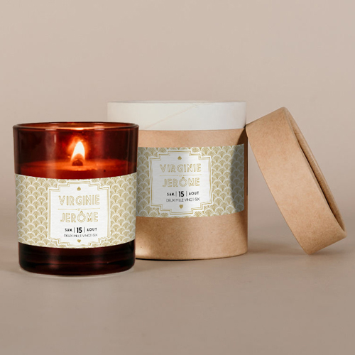 Bougie ambrée de mariage Gatsby à personnaliser