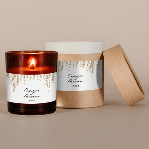 Bougie ambrée de mariage Glitter à personnaliser