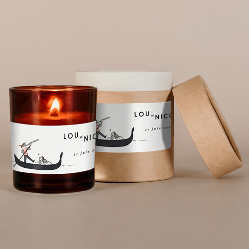 Bougie ambrée de mariage Gondole à personnaliser