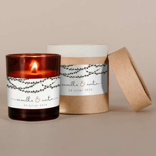 Bougie ambrée de mariage Guirlandes de fleurs à personnaliser