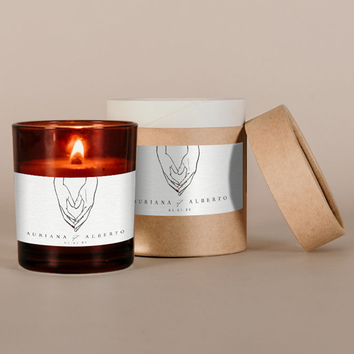 Bougie ambrée de mariage Lola à personnaliser