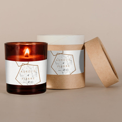 Bougie ambrée de mariage Marbre à personnaliser