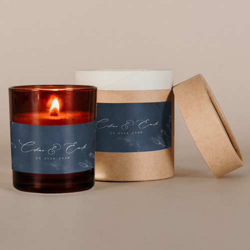 Bougie ambrée de mariage Navy à personnaliser