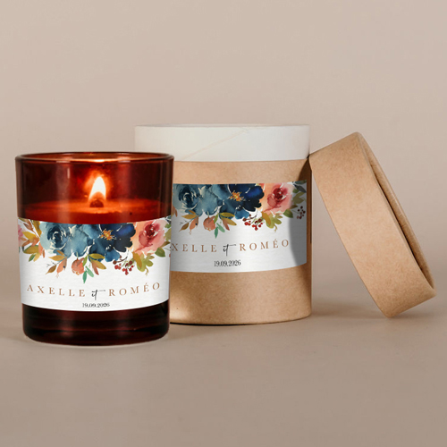 Bougie ambrée de mariage Nova à personnaliser