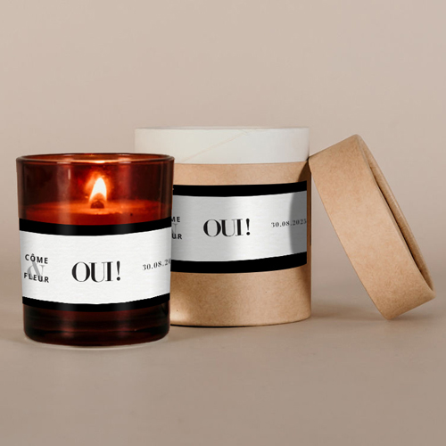 Bougie ambrée de mariage Oui à personnaliser