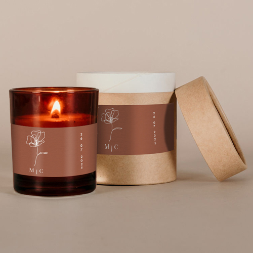 Bougie ambrée de mariage Terracotta à personnaliser