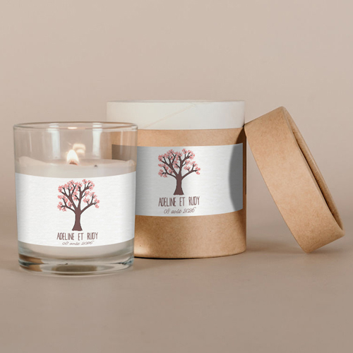 Bougie blanche de mariage Arbre à personnaliser