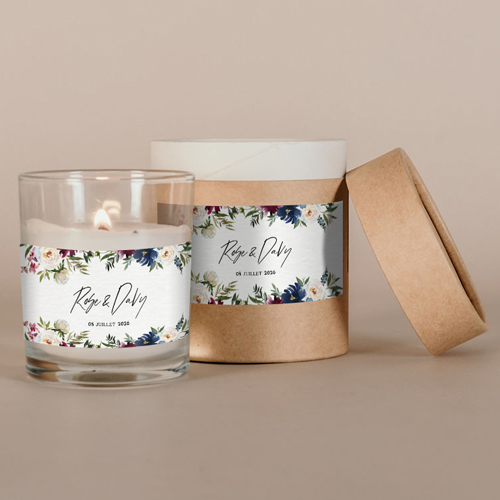 Bougie blanche de mariage Belladone à personnaliser