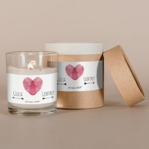 Bougie blanche de mariage Coeur à personnaliser