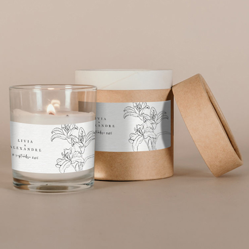Bougie blanche de mariage Dallma à personnaliser