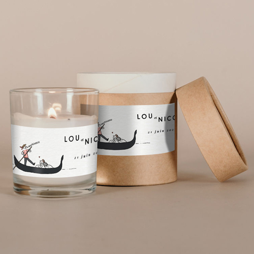 Bougie blanche de mariage Gondole à personnaliser