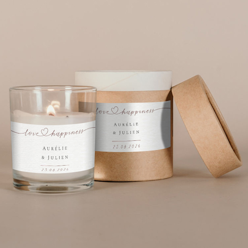 Bougie blanche de mariage Love à personnaliser