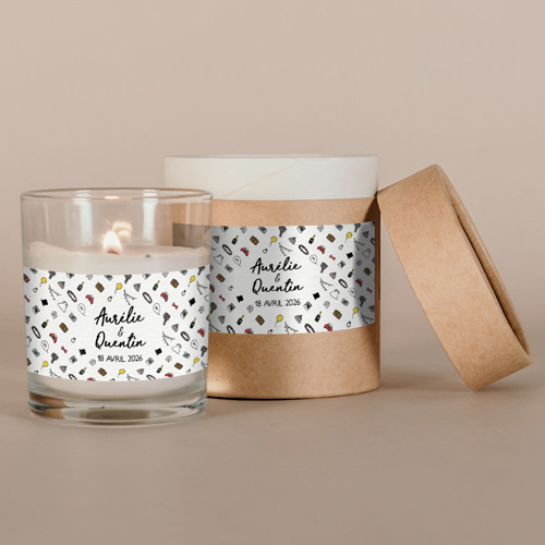 Bougie blanche de mariage Motifs à personnaliser