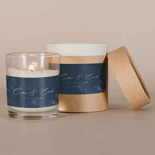 Bougie blanche de mariage Navy à personnaliser