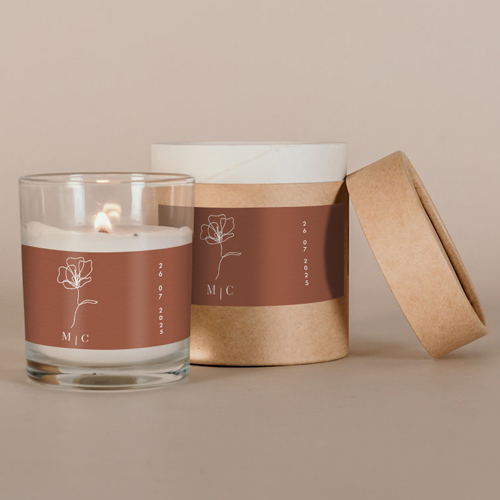 Bougie blanche de mariage Terracotta à personnaliser
