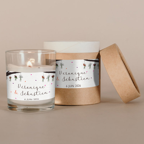 Bougie blanche de mariage Vases suspendus à personnaliser