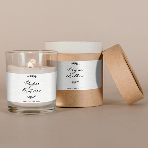 Bougie blanche de mariage Wild à personnaliser