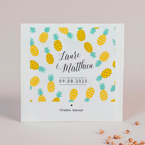 Sachet de graine de mariage Ananas à personnaliser