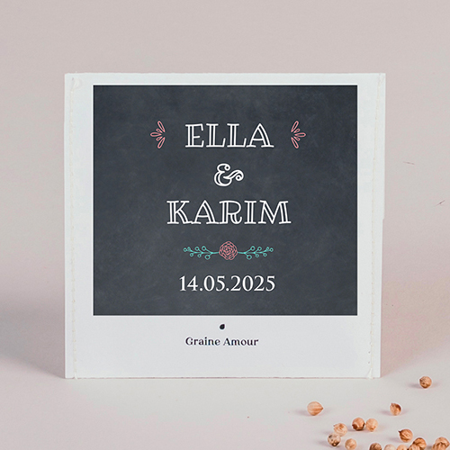 Sachet de graine de mariage Ardoise à personnaliser