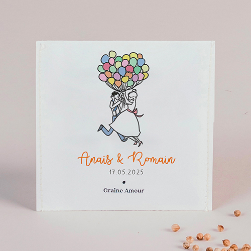 Sachet de graine de mariage Ballons à personnaliser