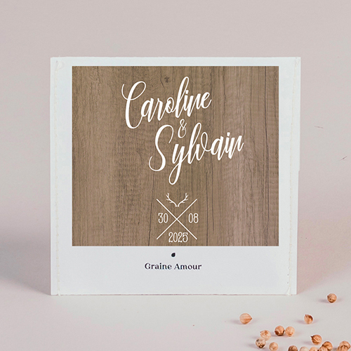 Sachet de graine de mariage Bois à personnaliser