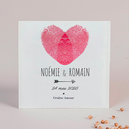 Sachet de graine de mariage Coeur à personnaliser