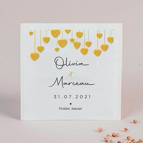 Sachet de graine de mariage Coeurs suspendus à personnaliser