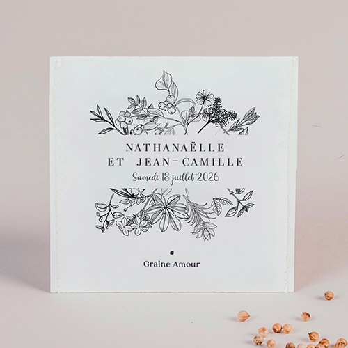 Sachet de graine de mariage Composition florale à personnaliser