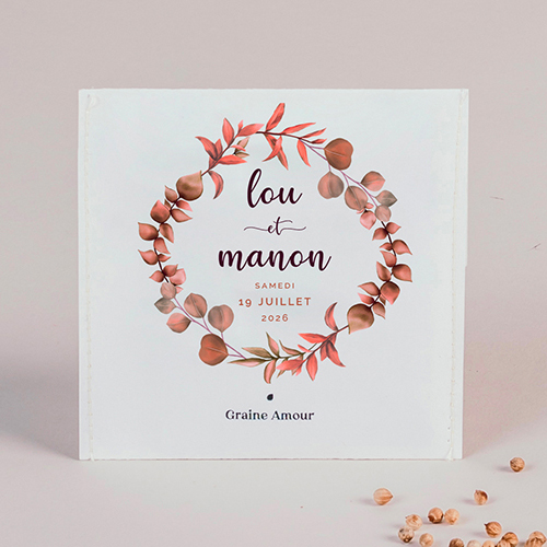 Sachet de graine de mariage Couronne automnale à personnaliser