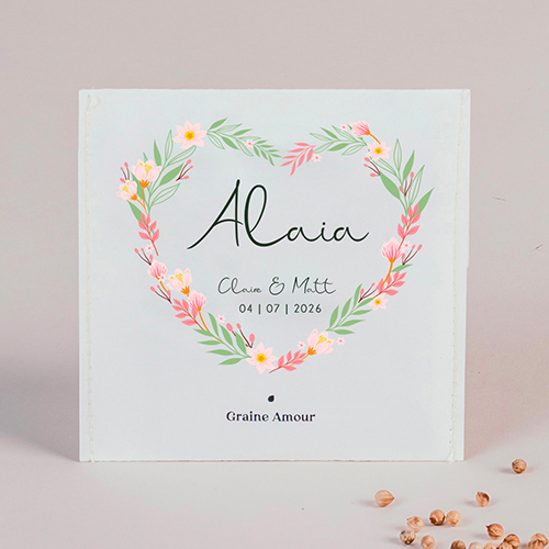 Sachet de graine de mariage Couronne coeur à personnaliser
