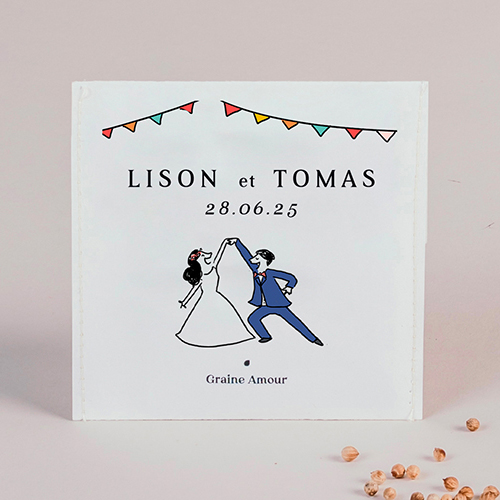 Sachet de graine de mariage Danseurs à personnaliser