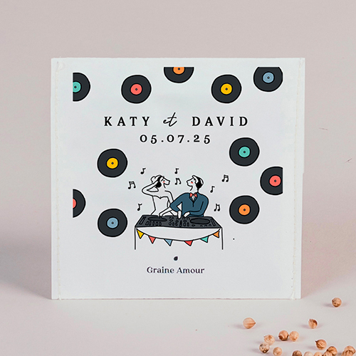 Sachet de graine de mariage Djs à personnaliser