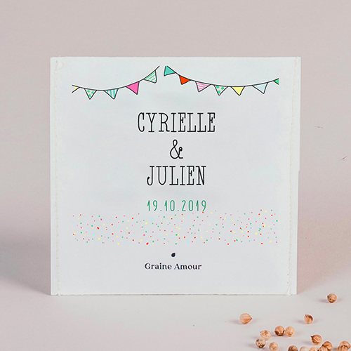 Sachet de graine de mariage Fanions à personnaliser