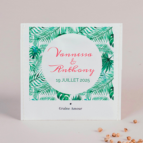 Sachet de graine de mariage Jungle à personnaliser